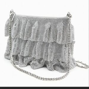 ZARA Silver Chainmail Evening Clutch